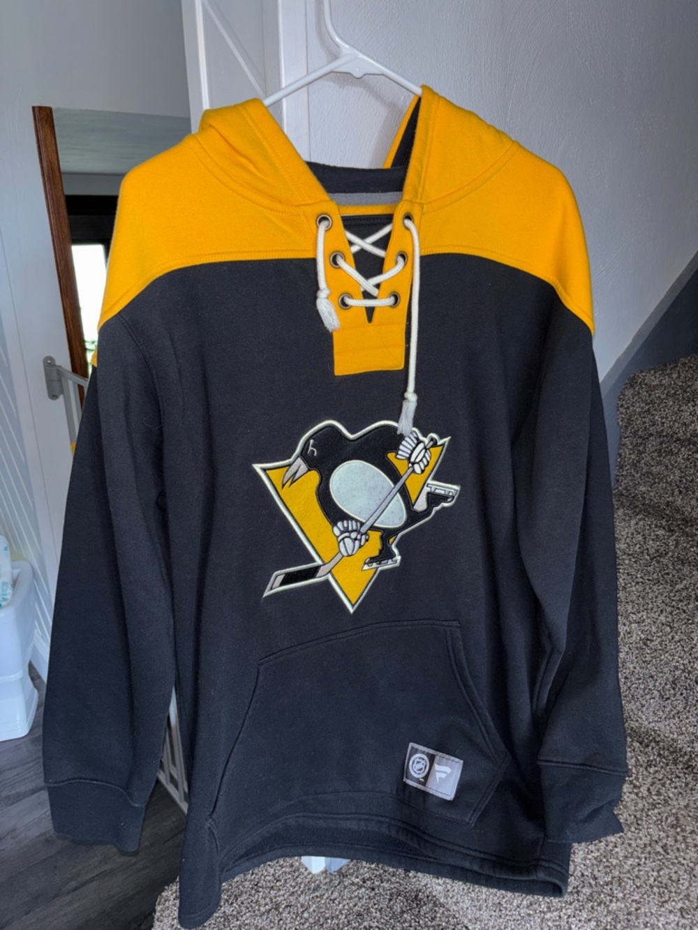 Fanatics Black and Yellow Pittsburgh Penguins Lace-Up Hoodie